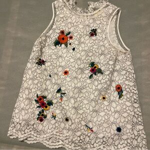 Anthropologie Maeve Lace Embroidered Floral Sequin Top size 6